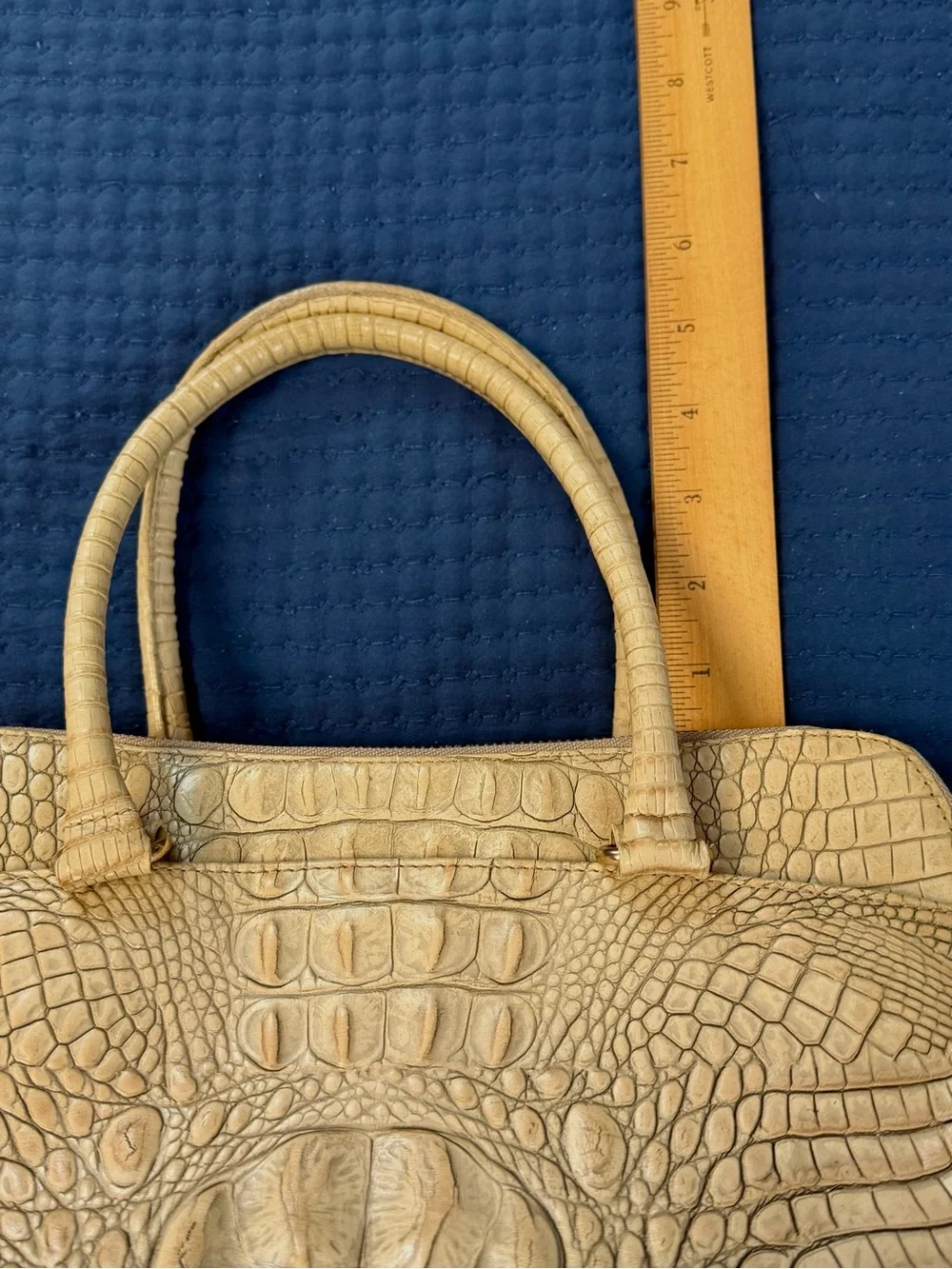 Vintage Brahmin Naomi Satchel - Croc Sand Leather